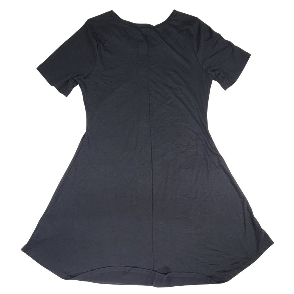 Zenana Dress Casual Short Sleeve Henley Style Dress Medium Black Womens NWOT - Picture 2 of 6